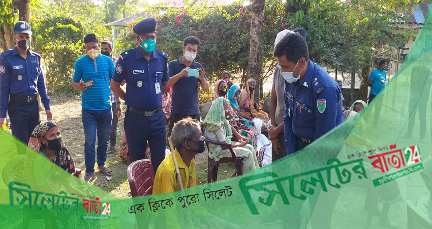 চা শ্রমিক ও অসহায়দের মাঝে পুলিশ সুপার ফরিদ উদ্দিনের খাদ্য বিতরণ