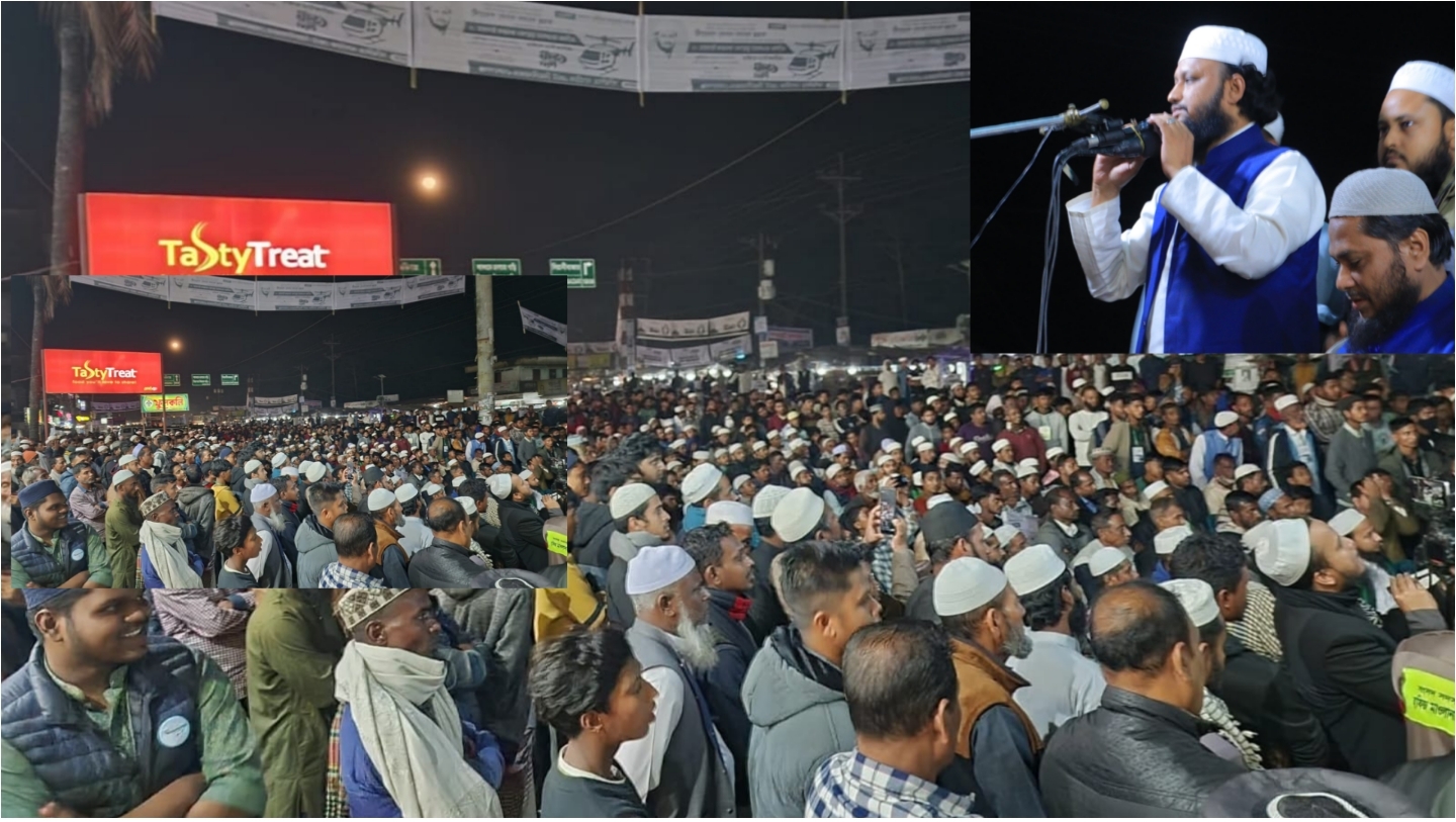 চারখাই বাজারে হেলিকপ্টার প্রতীকের নির্বাচনী সভায় জনতার ঢল