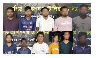 সিলেট ও সুনামগঞ্জে র‌্যাবের সাড়াশি অভিযানে আটক ১২