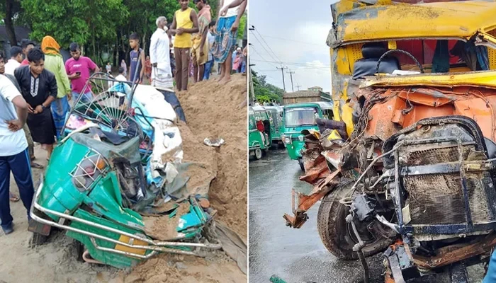 মাধবপুরে লরি-ট্রাক ও অটোরিকশার ত্রিমুখী সংঘর্ষে নিহত ২